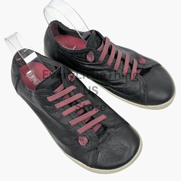 Camper Peu Cami Shoes Mens EU 40 US 7 Barefoot Black Leather Slip On Sneakers - Picture 1 of 11